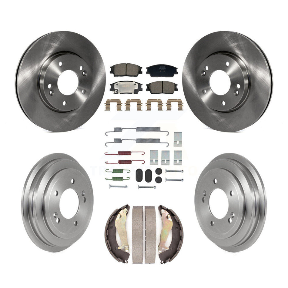 Front Rear Disc Brake Rotors Semi-Metallic Pad Drum Kit (7Pc) For 2020-2023 Hyundai Venue K8F-104100