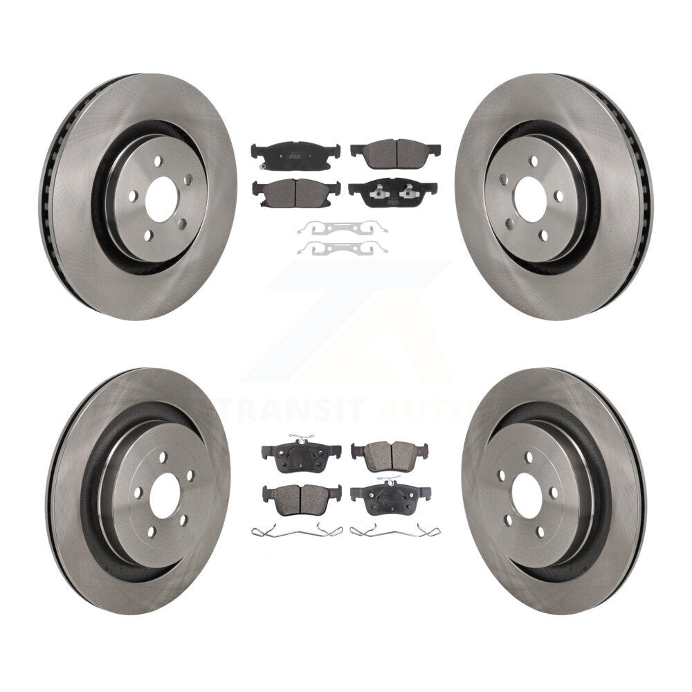 Front Rear Brake Rotor Semi-Metallic Pad Kit For 2019 Ford Edge With Red Painted Calipers K8F-104127