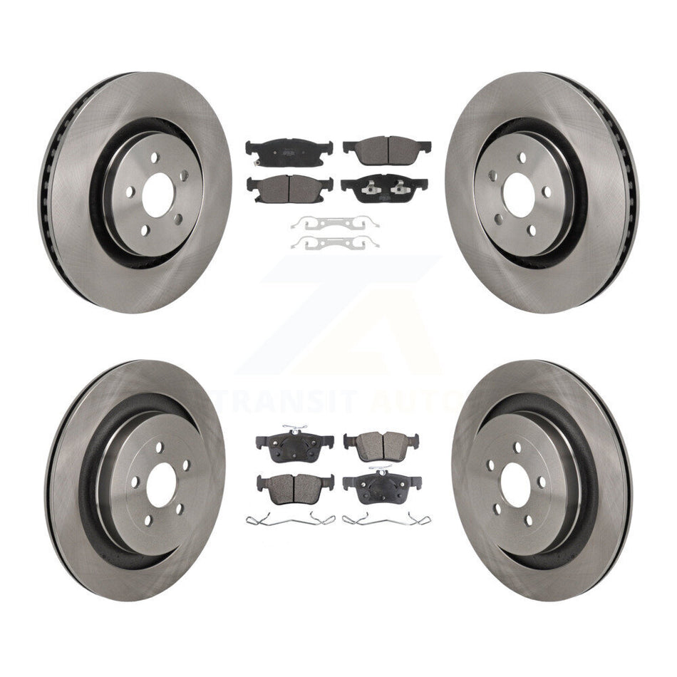 Front Rear Brake Rotor Semi-Metallic Pad Kit For 2019 Ford Edge With Red Painted Calipers K8F-104127