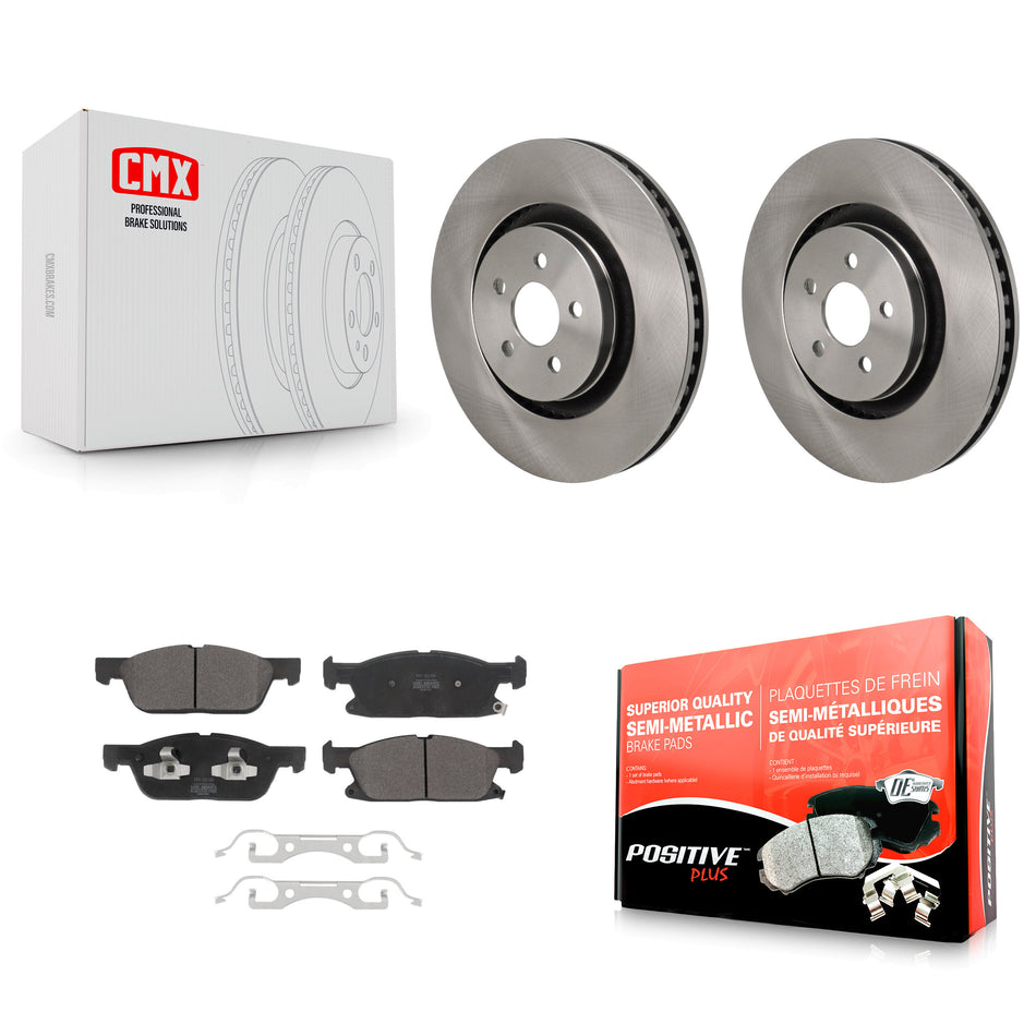 Front Brake Rotor Semi-Metallic Pad Kit For 2019-2024 Ford Edge With Red Painted Calipers K8F-104220