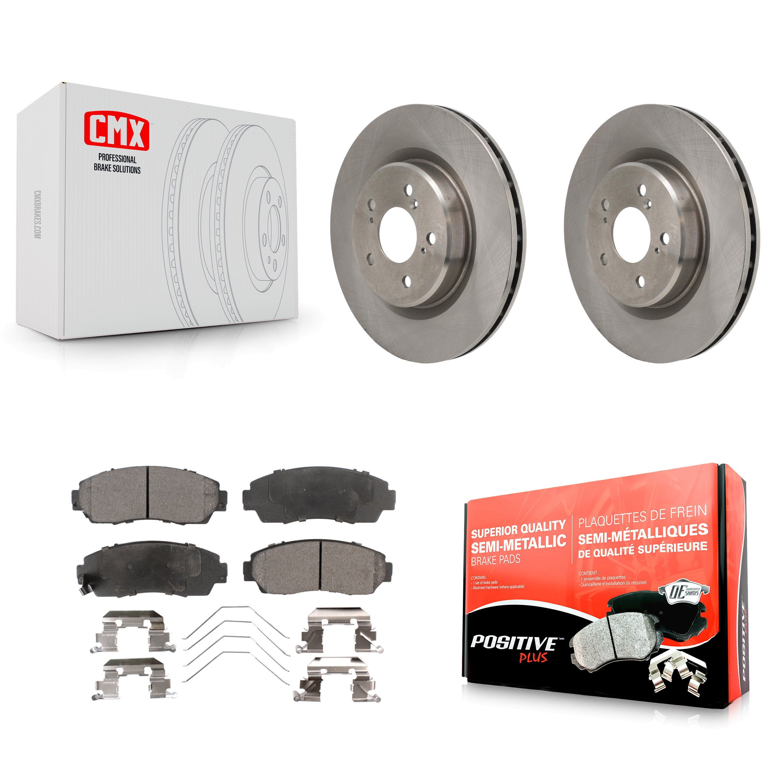 Front Disc Brake Rotors And Semi-Metallic Pads Kit For 2021-2023 Acura TLX 2.0L K8F-104270