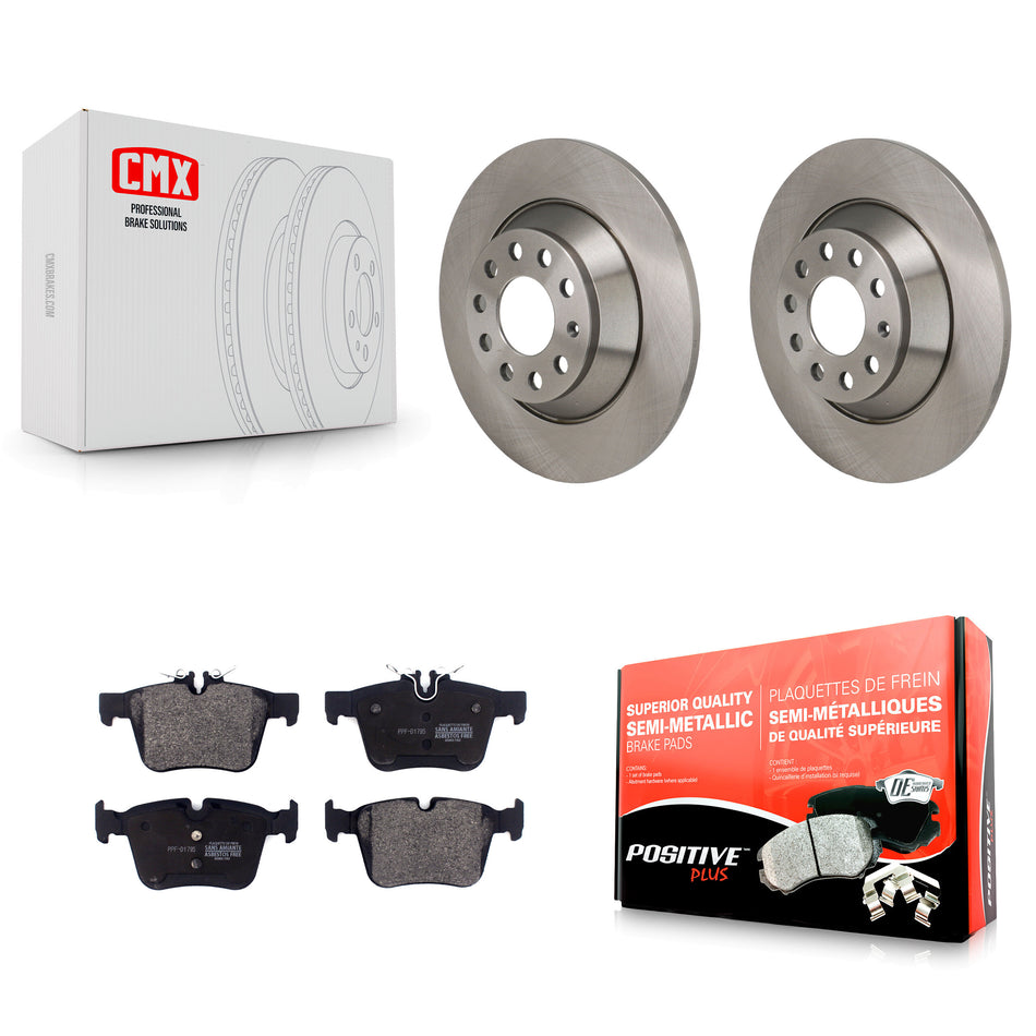 Rear Disc Brake Rotors Semi-Metallic Pad Kit For Mercedes-Benz C300 Without Sport Package K8F-104292