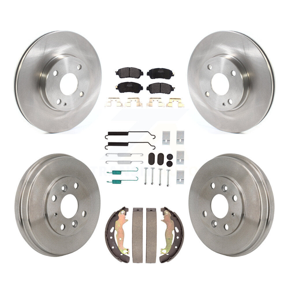 Front Rear Disc Brake Rotors Semi-Metallic Pad & Drum Kit (7Pc) For Toyota Yaris iA Scion K8F-104336