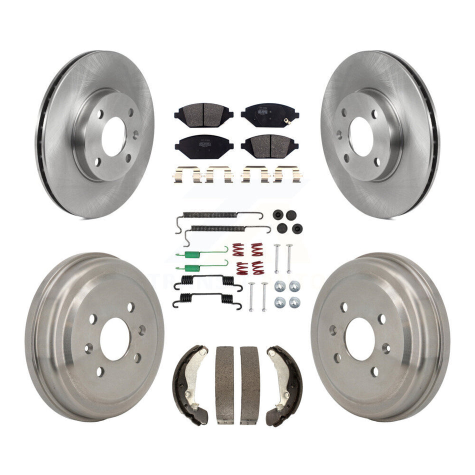 Front Rear Brake Rotor Semi-Metallic Pad And Drum Kit (7Pc) For 2016-2021 Chevrolet Spark K8F-104337
