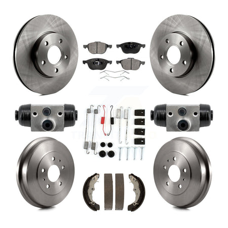 Front Rear Disc Brake Rotor Semi-Metallic Pad And Drum Kit (9Pc) For Ford Focus FMSI=1004 K8F-104344