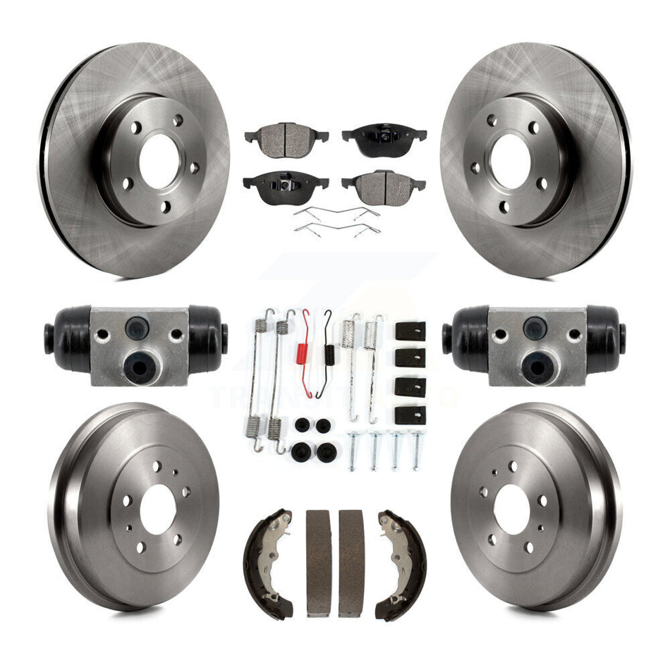 Front Rear Disc Brake Rotor Semi-Metallic Pad And Drum Kit (9Pc) For Ford Focus FMSI=1004 K8F-104344