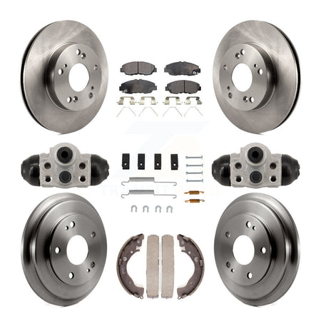 Front Rear Disc Brake Rotors Semi-Metallic Pads And Drum Kit (9Pc) For Honda Civic K8F-104345