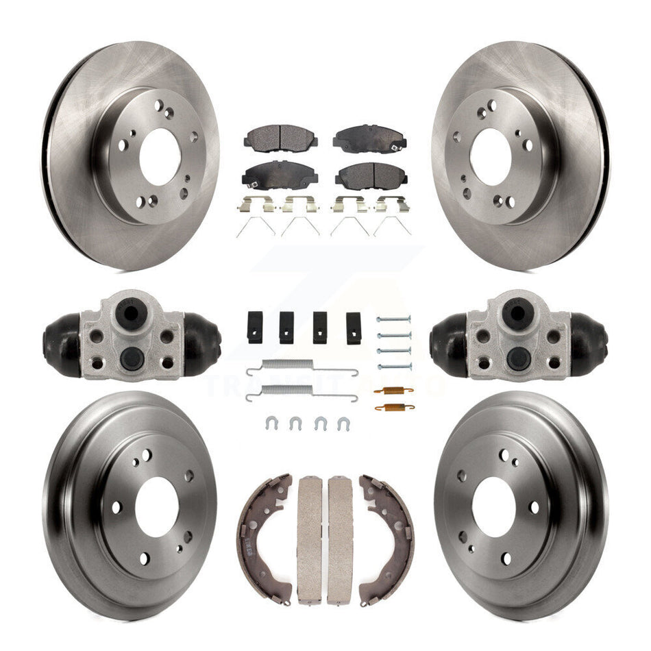 Front Rear Disc Brake Rotors Semi-Metallic Pads And Drum Kit (9Pc) For Honda Civic K8F-104345
