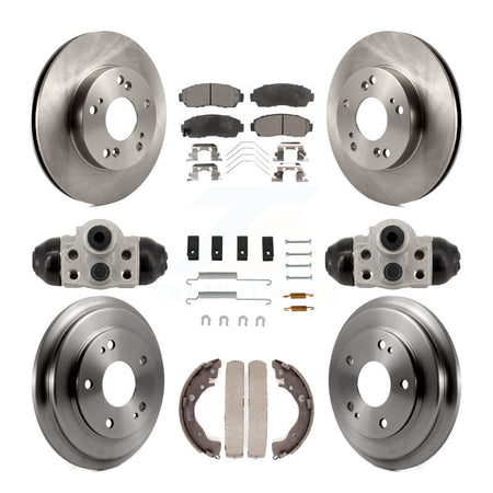 Front Rear Disc Brake Rotors Semi-Metallic Pads And Drum Kit (9Pc) For Honda Civic K8F-104347