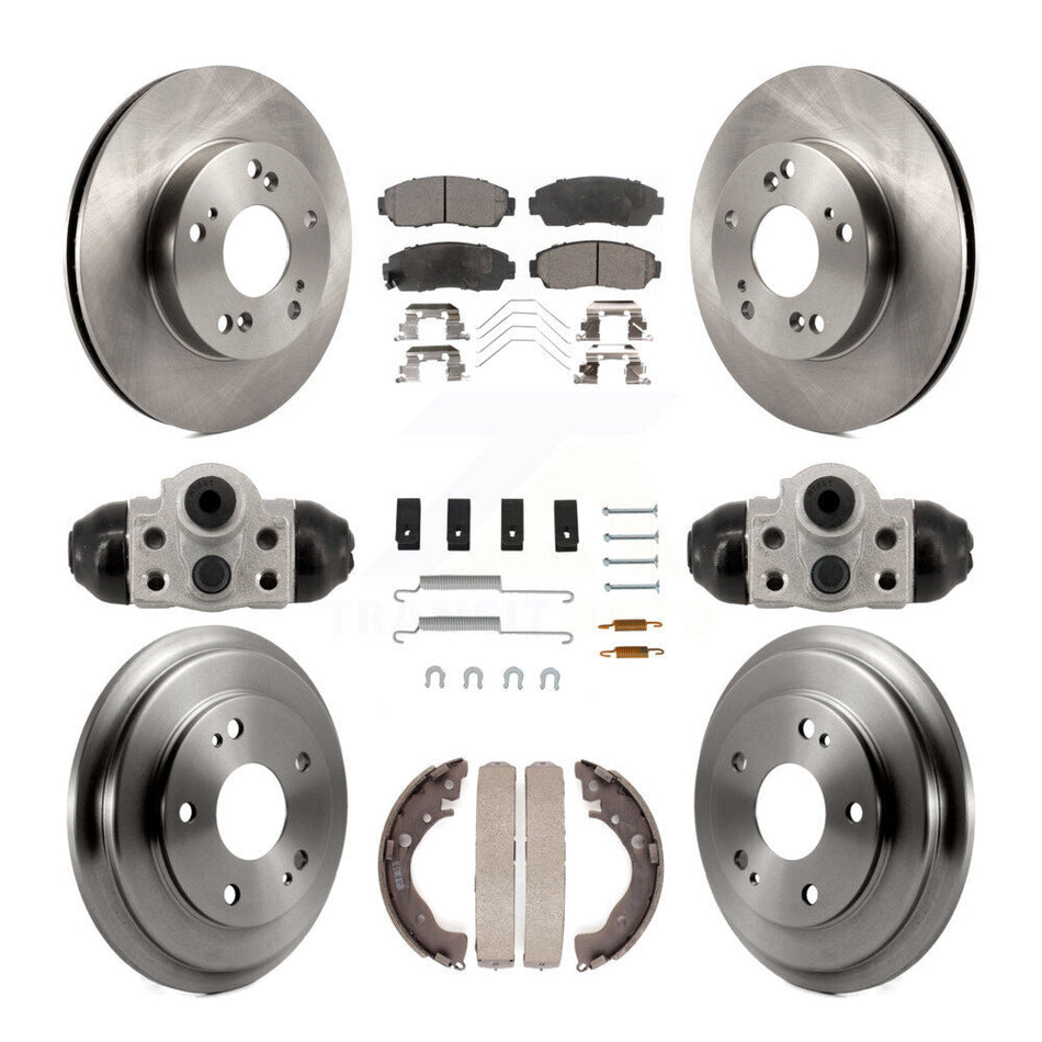 Front Rear Disc Brake Rotors Semi-Metallic Pads And Drum Kit (9Pc) For Honda Civic K8F-104347