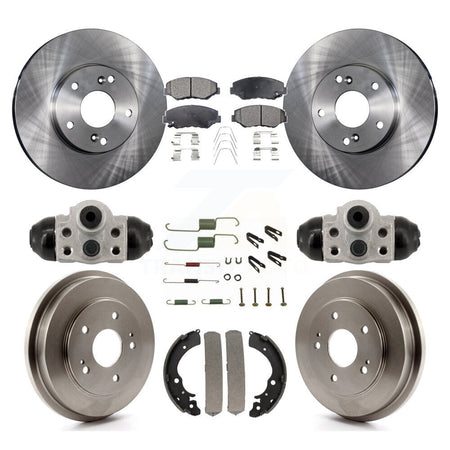 Front Rear Disc Brake Rotors Semi-Metallic Pads And Drum Kit (9Pc) For Honda Fit K8F-104349