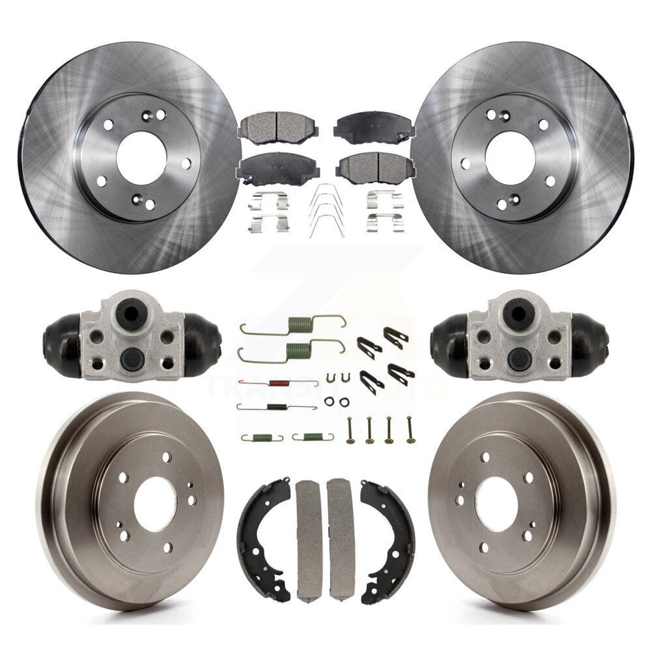 Front Rear Disc Brake Rotors Semi-Metallic Pads And Drum Kit (9Pc) For Honda Fit K8F-104349