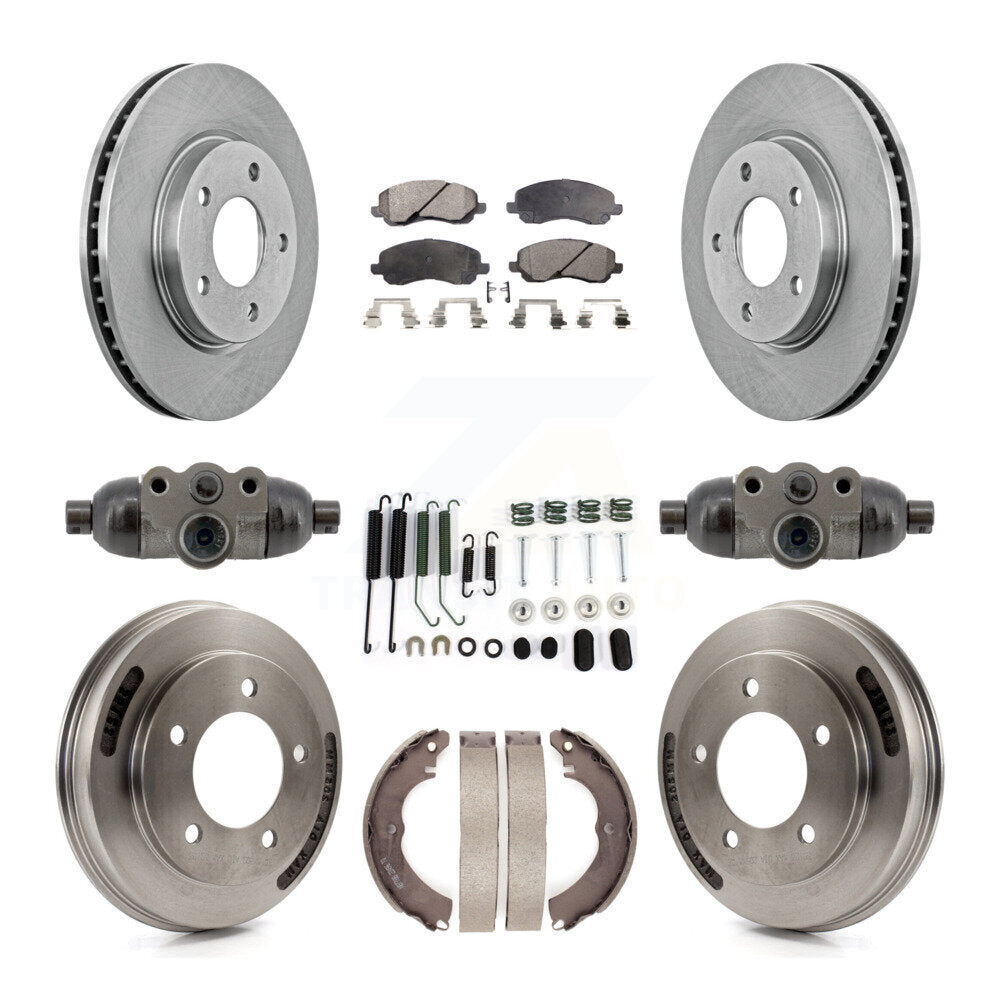 Front Rear Disc Brake Rotors Semi-Metallic Pads And Drum Kit (9Pc) For Mitsubishi Lancer K8F-104352