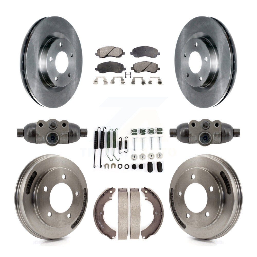 Front Rear Brake Rotors Semi-Metallic Pad & Drum Kit (9Pc) For 2008 Mitsubishi Lancer GTS K8F-104354