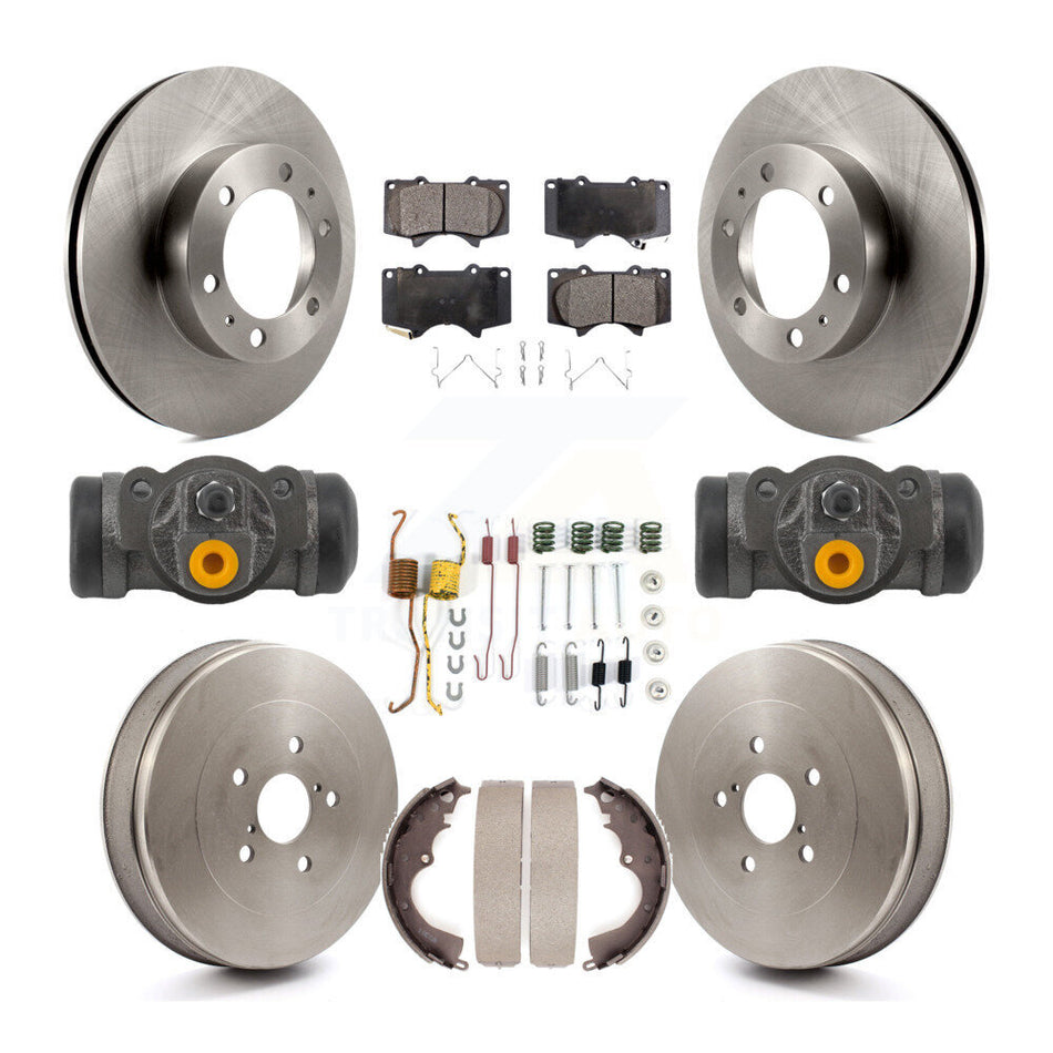 Front Rear Disc Brake Rotor Semi-Metallic Pad & Drum Kit (9Pc) For 2015 Toyota Tacoma RWD K8F-104358