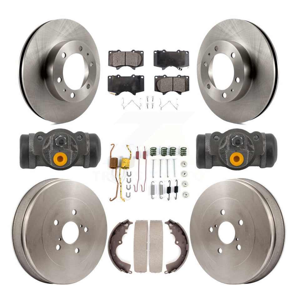 Front Rear Disc Brake Rotor Semi-Metallic Pad & Drum Kit (9Pc) For 2015 Toyota Tacoma RWD K8F-104358