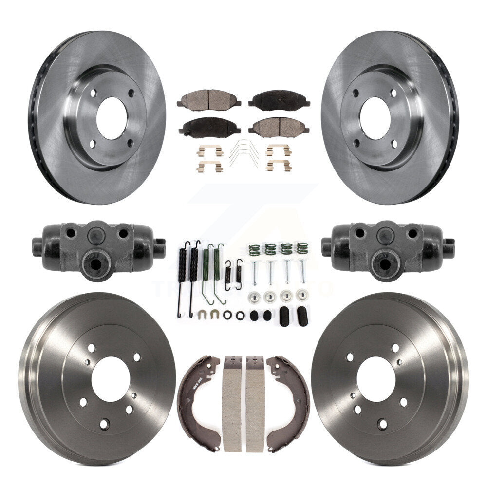 Front Rear Brake Rotor Semi-Metallic Pad Drum Kit (9Pc) For 2008 Nissan Versa 4-Wheel ABS K8F-104359