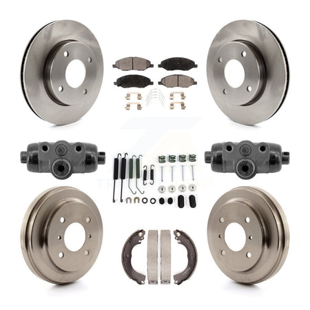 Front Rear Brake Rotor Semi-Metallic Pad Drum Kit (9Pc) For Nissan Versa With 4 Wheel ABS K8F-104360