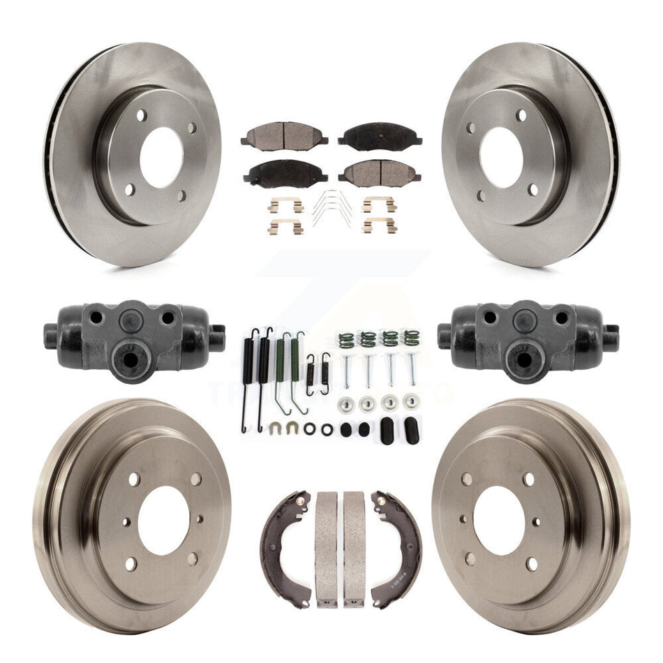 Front Rear Brake Rotor Semi-Metallic Pad Drum Kit (9Pc) For Nissan Versa With 4 Wheel ABS K8F-104360