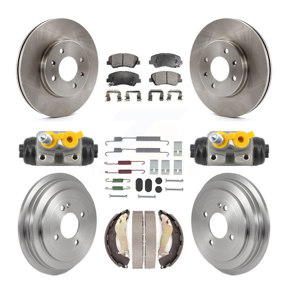Front Rear Disc Brake Rotor Semi-Metallic Pad Drum Kit (9Pc) For 2012-2017 Hyundai Accent K8F-104364