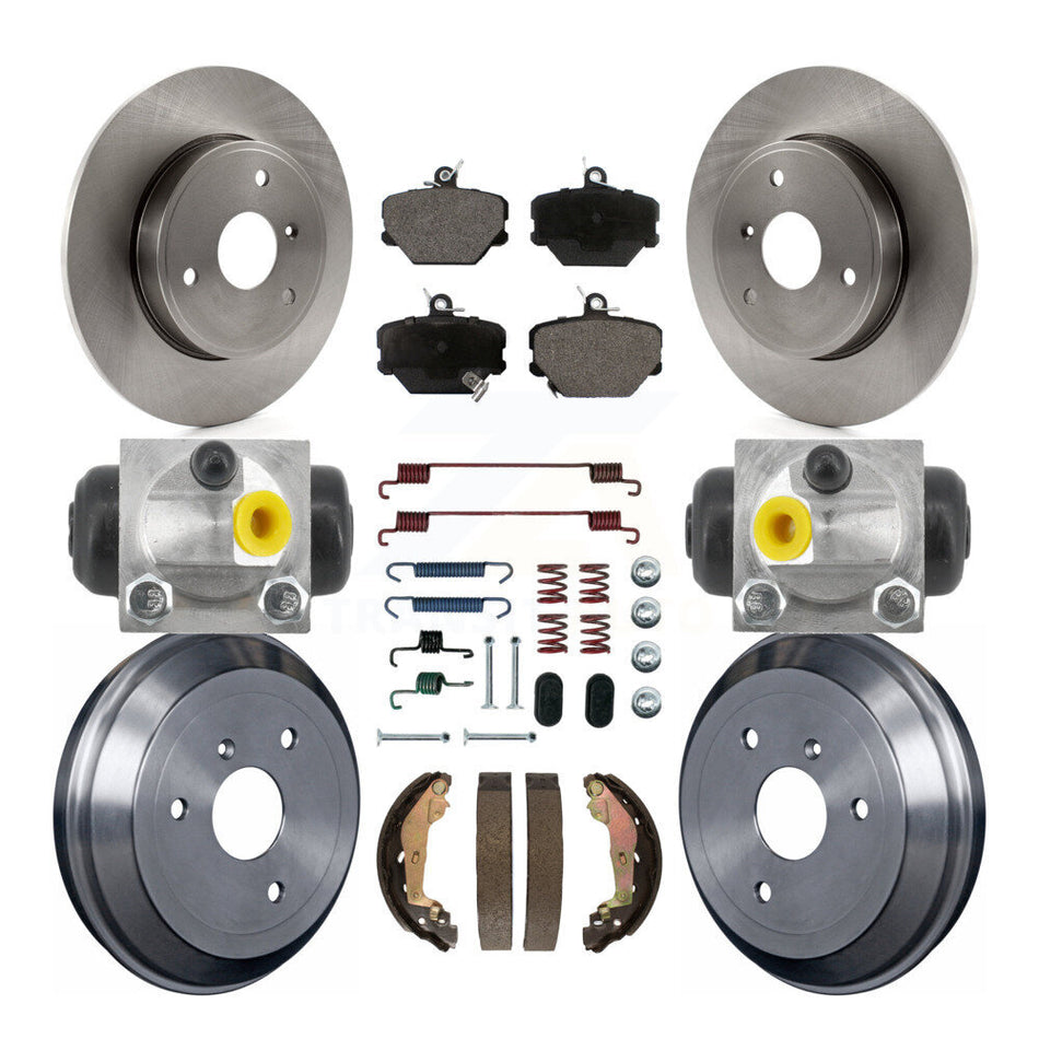 Front Rear Disc Brake Rotors Semi-Metallic Pads And Drum Kit (9Pc) For Smart Fortwo K8F-104366