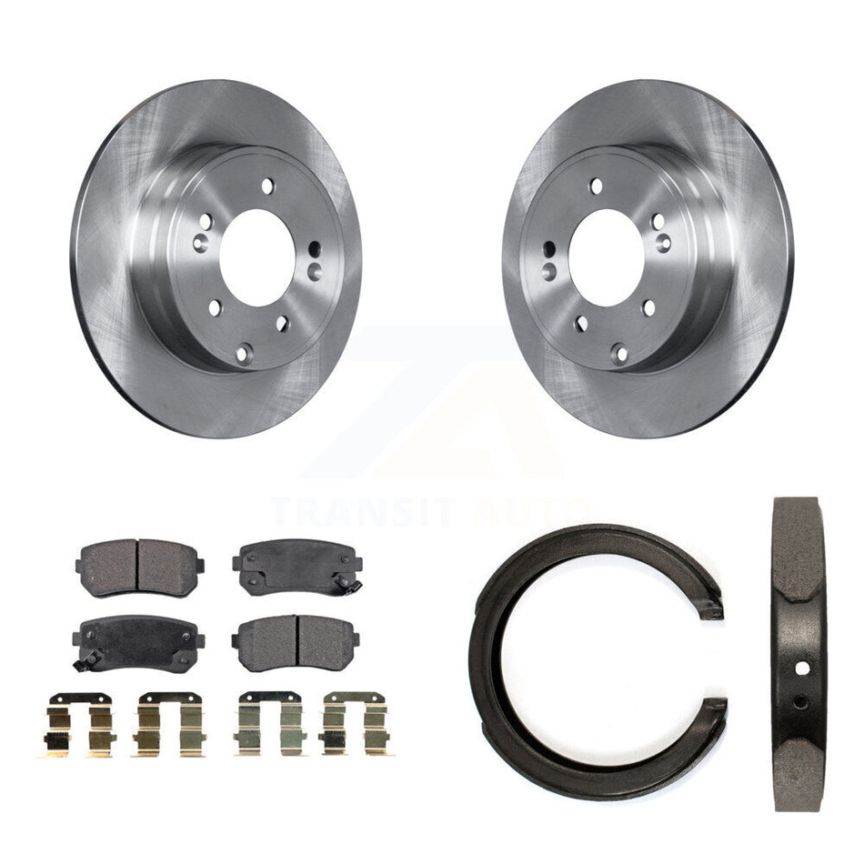 Rear Disc Rotors Semi-Metallic Pads Parking Brake Shoes Kit For Hyundai Tucson Sonata Kia K8F-104383