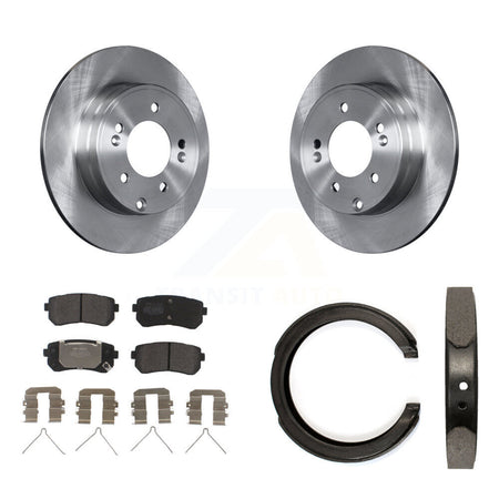 Rear Disc Rotors Semi-Metallic Pads And Parking Brake Shoes Kit For Kia Optima K8F-104384