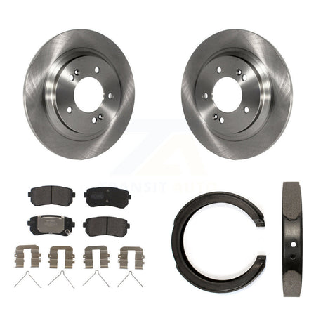 Rear Disc Rotors Semi-Metallic Pads And Parking Brake Shoes Kit For Kia Optima K8F-104385