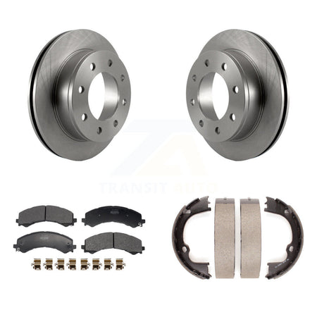 Rear Disc Rotors Semi-Metallic Pads Parking Brake Shoes Kit For GMC Savana 2500 Chevrolet K8F-104393