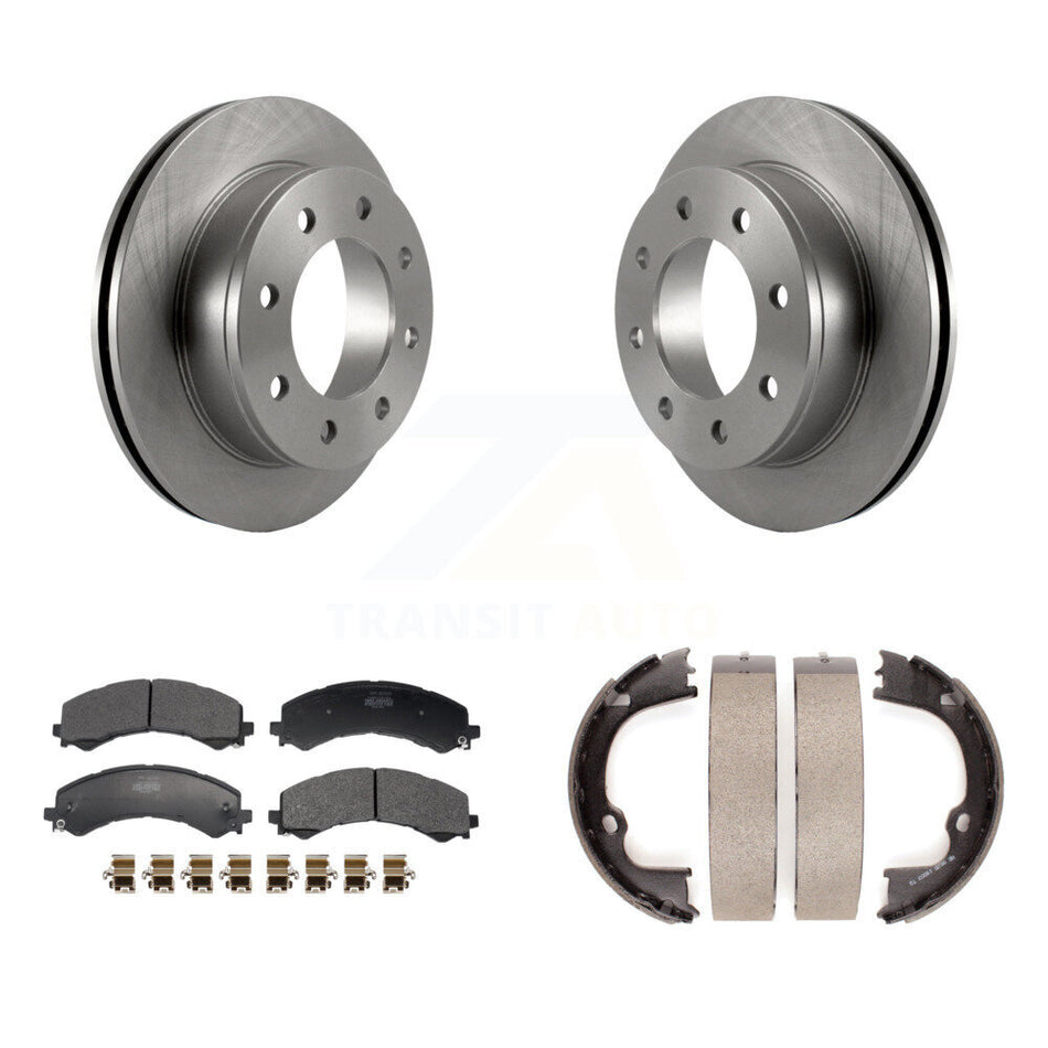 Rear Disc Rotors Semi-Metallic Pads Parking Brake Shoes Kit For GMC Savana 2500 Chevrolet K8F-104393
