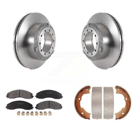 Rear Disc Rotors Semi-Metallic Pads And Parking Shoes Kit For Ford F-450 Super Duty F-550 K8F-104394