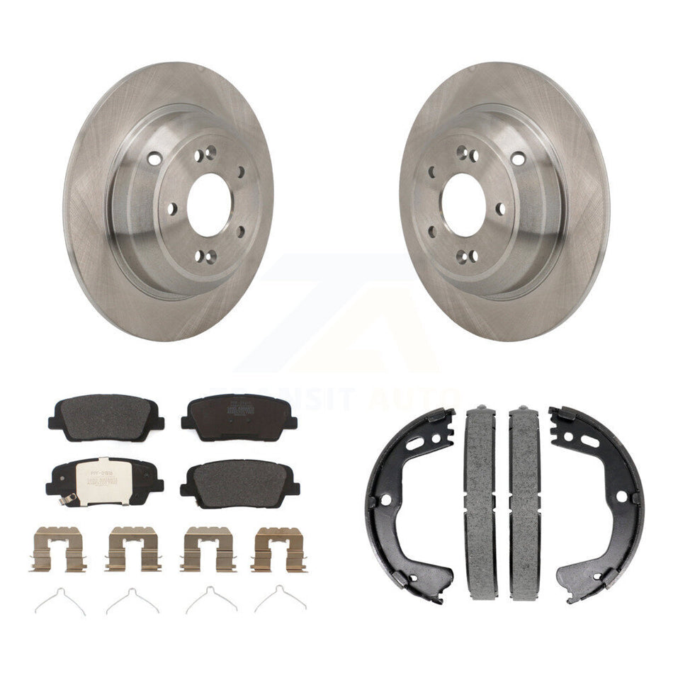 Rear Disc Rotors Semi-Metallic Pads & Parking Brake Shoes Kit For Kia Stinger Genesis G70 K8F-104398