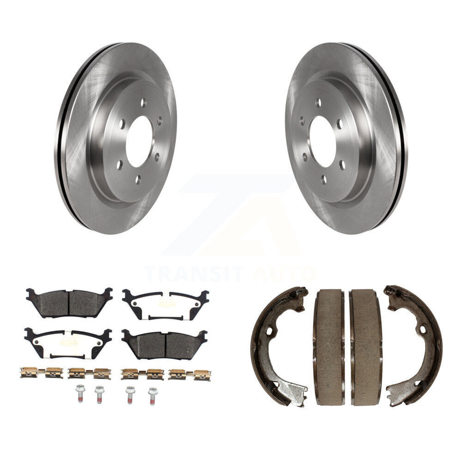 Rear Disc Rotors Semi-Metallic Pads And Parking Brake Shoes Kit For Ford F-150 K8F-104404