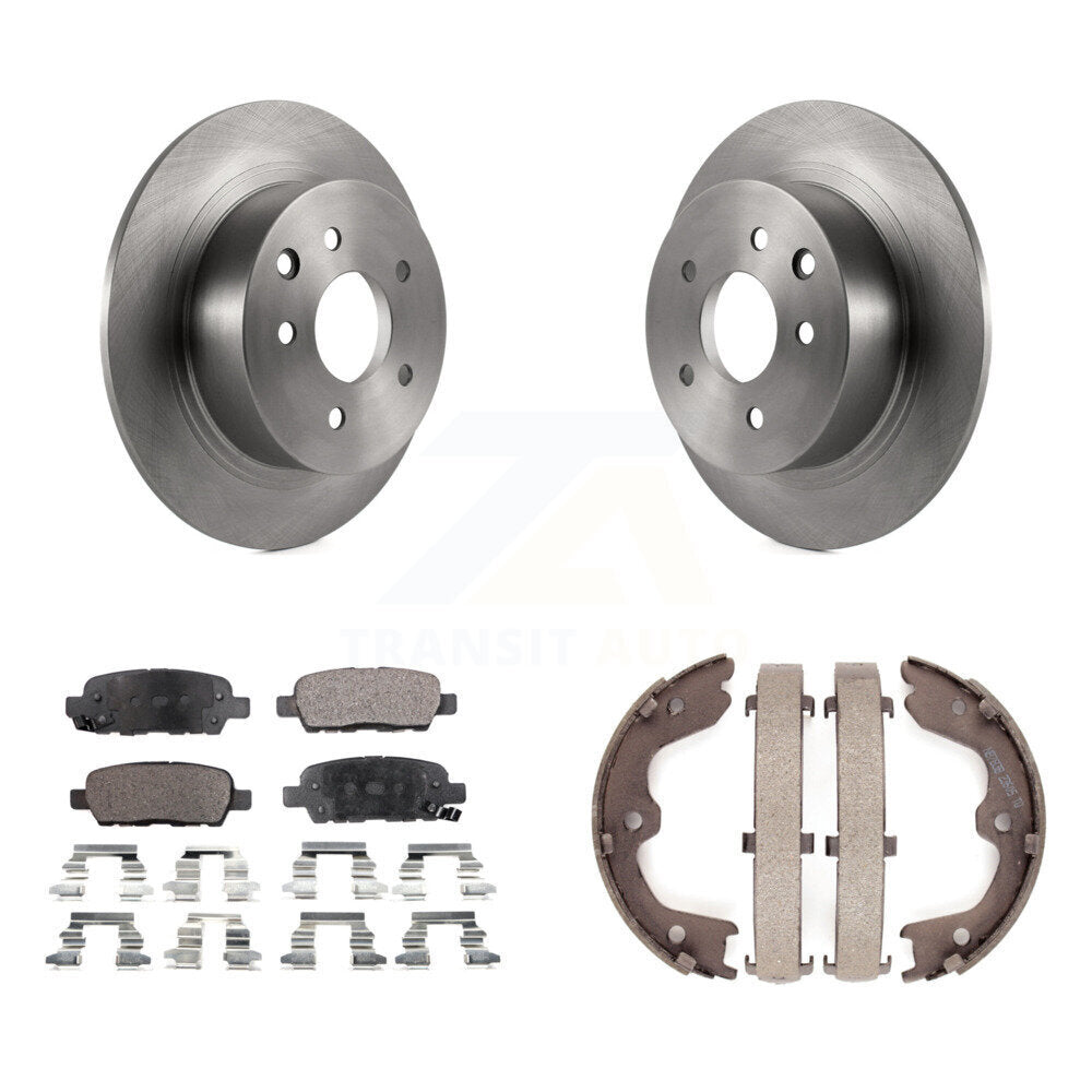 Rear Disc Rotors Semi-Metallic Pads And Parking Brake Shoes Kit For Nissan Altima Maxima K8F-104412