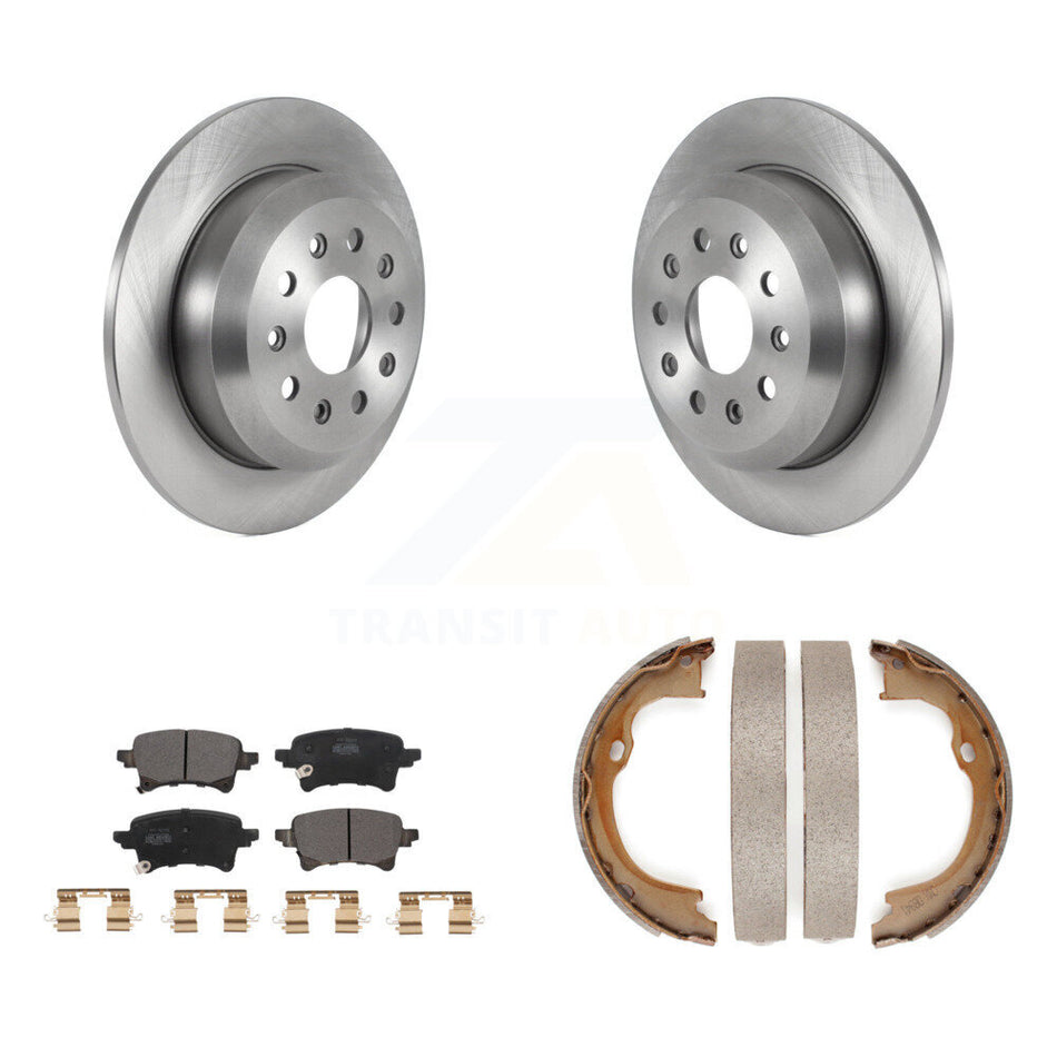Rear Disc Rotors Semi-Metallic Pads And Parking Brake Shoes Kit For Jeep Wrangler K8F-104416