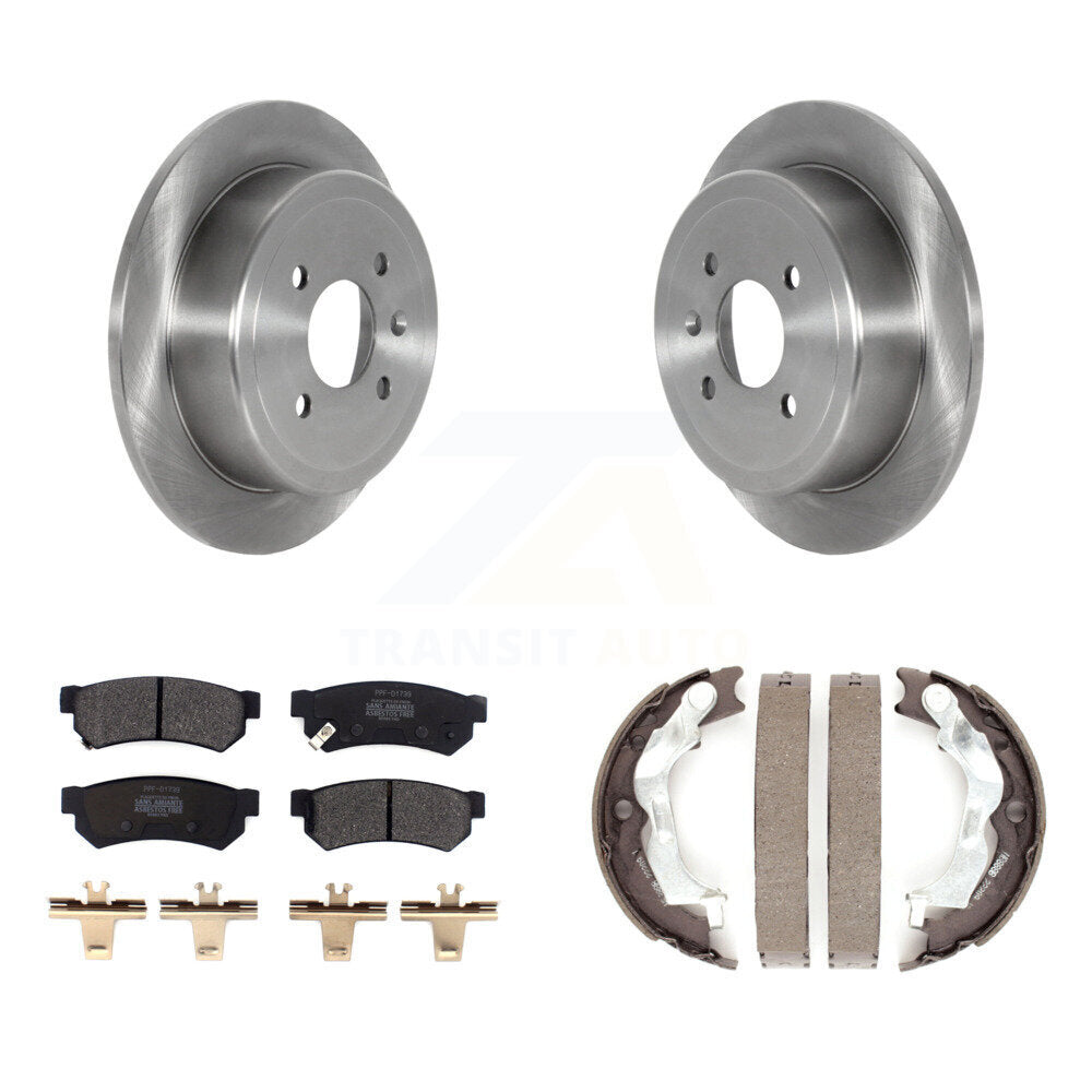 Rear Disc Rotors Semi-Metallic Pads & Parking Shoes Kit For 2014-2015 Chevrolet Spark EV K8F-104417