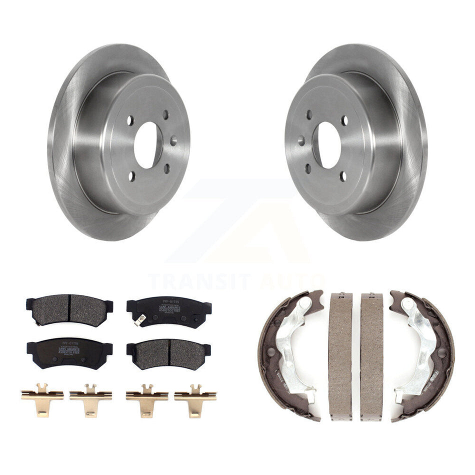 Rear Disc Rotors Semi-Metallic Pads & Parking Shoes Kit For 2014-2015 Chevrolet Spark EV K8F-104417