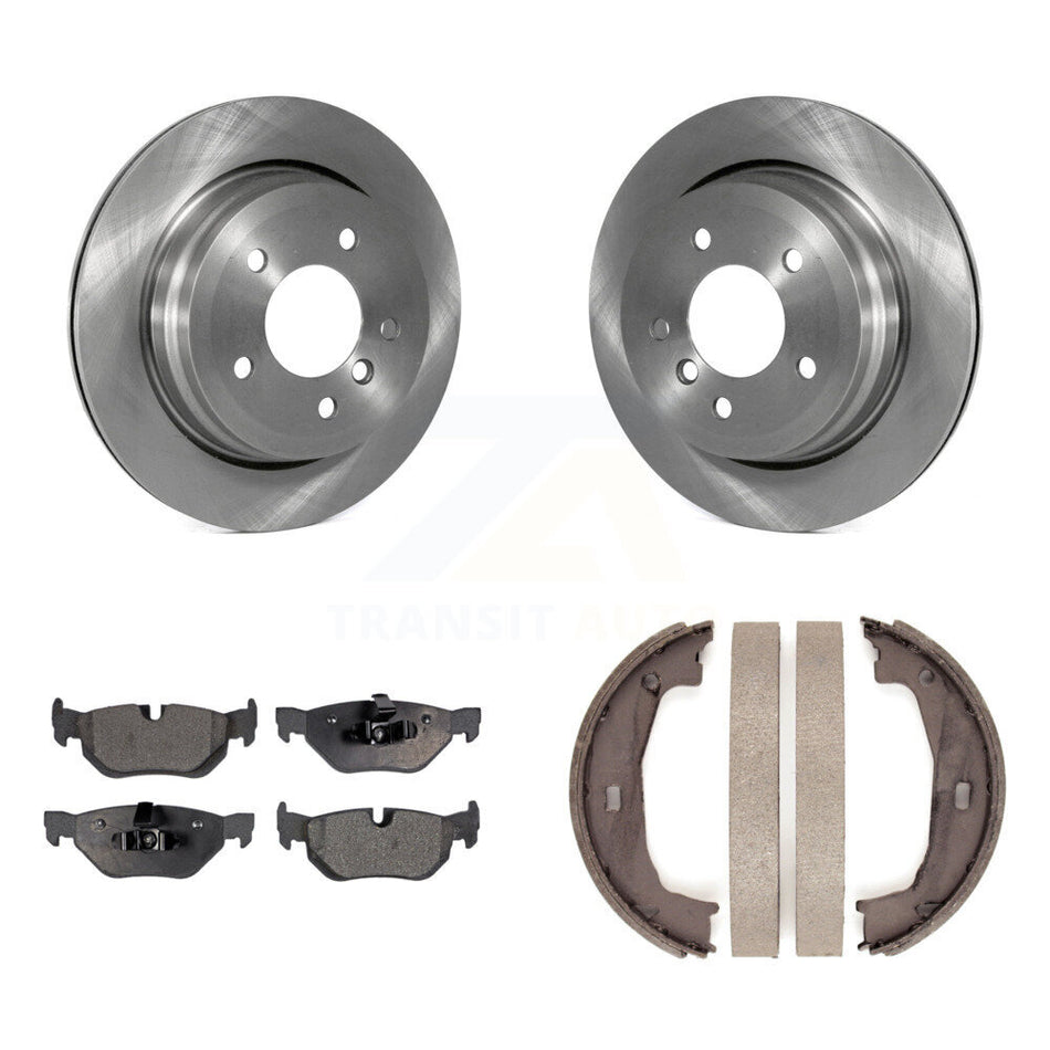 Rear Disc Rotors Semi-Metallic Pads & Parking Shoes Kit For 2012 BMW 328i Wagon with 3.0L K8F-104423
