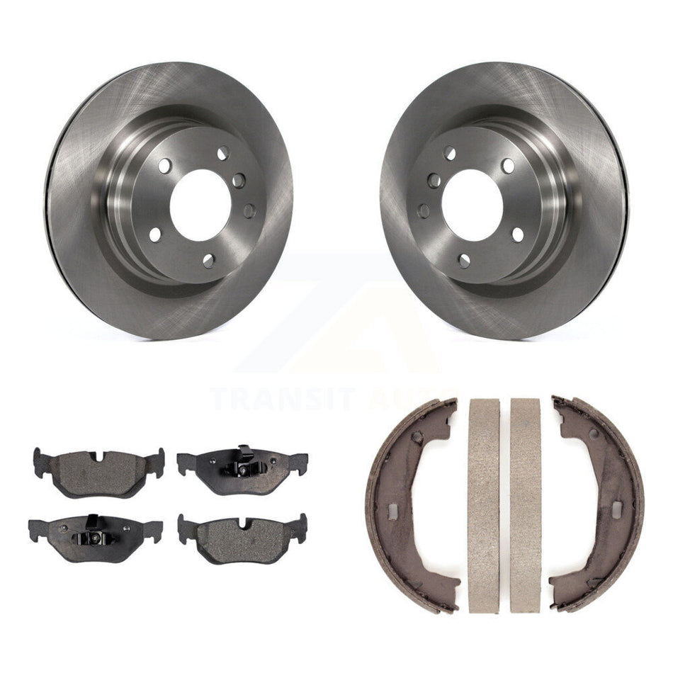 Rear Disc Rotors Semi-Metallic Pads And Parking Brake Shoes Kit For BMW 323i 328i 325i K8F-104424