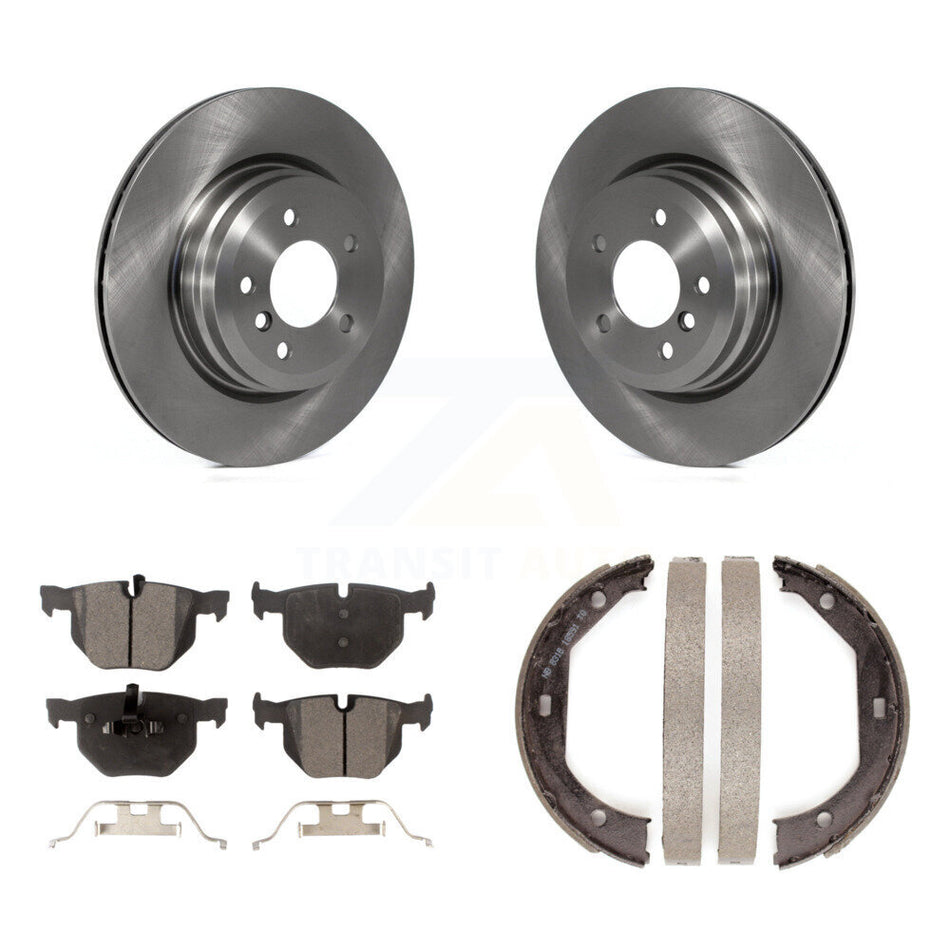 Rear Disc Rotors Semi-Metallic Pads & Parking Shoes Kit For BMW X1 335i xDrive 335xi 330i K8F-104425