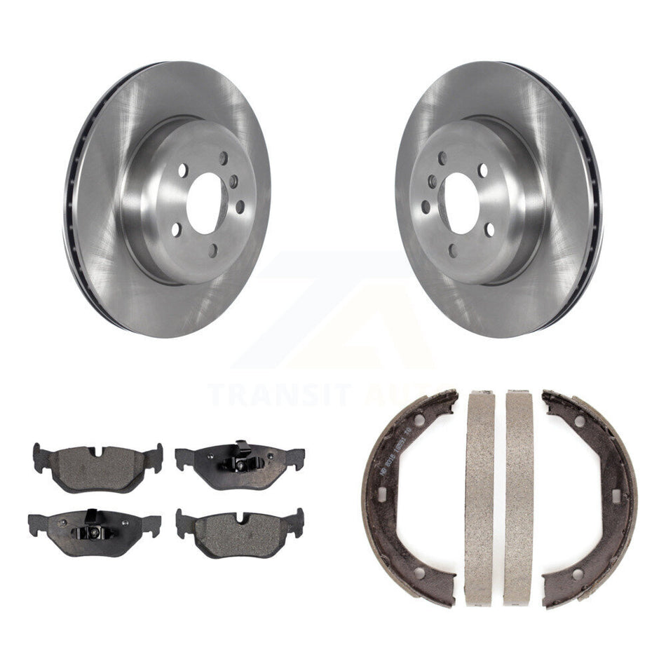 Rear Disc Rotors Semi-Metallic Pads And Parking Brake Shoes Kit For BMW 328i xDrive K8F-104429