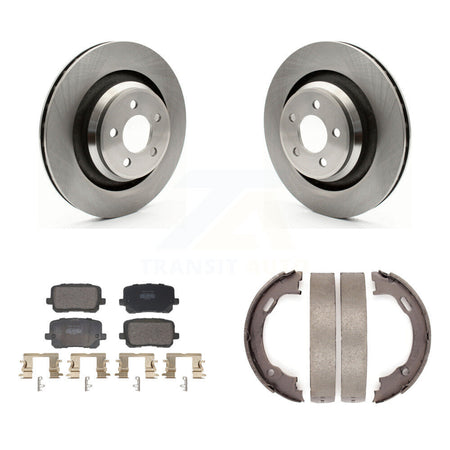 Rear Disc Rotors Semi-Metallic Pads And Parking Brake Shoes Kit For Dodge Charger K8F-104441