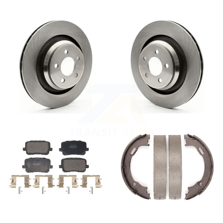 Rear Disc Rotors Semi-Metallic Pads And Parking Brake Shoes Kit For Dodge Charger K8F-104441