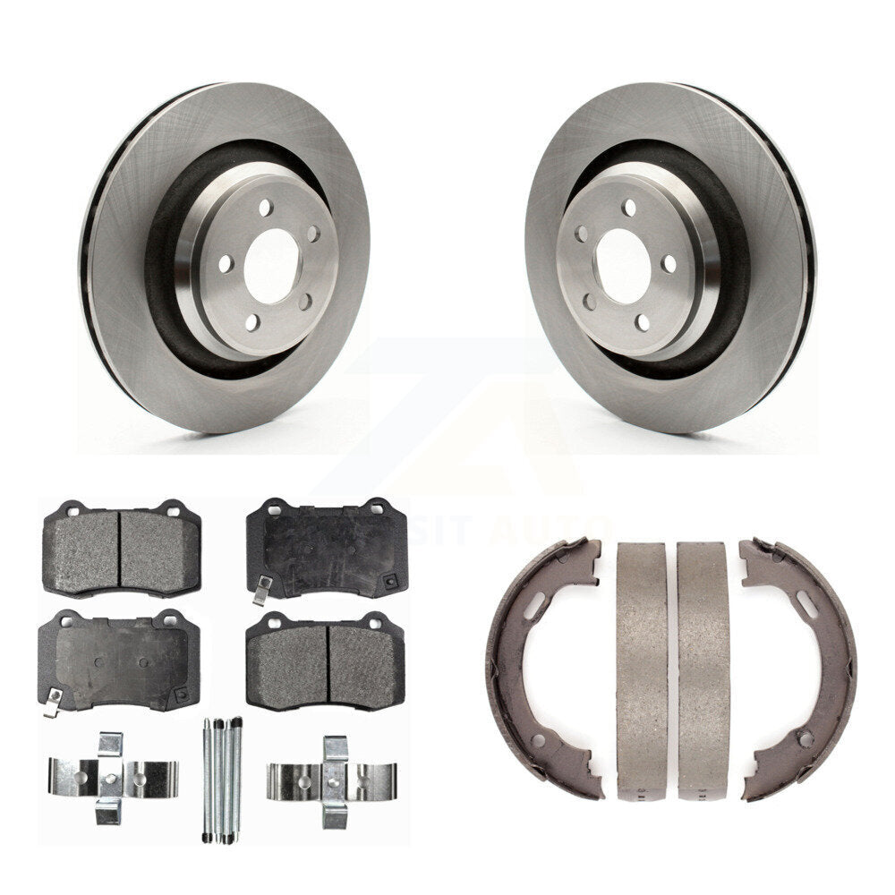 Rear Disc Rotors Semi-Metallic Pads And Parking Shoes Kit For Dodge Charger Chrysler 300 K8F-104442
