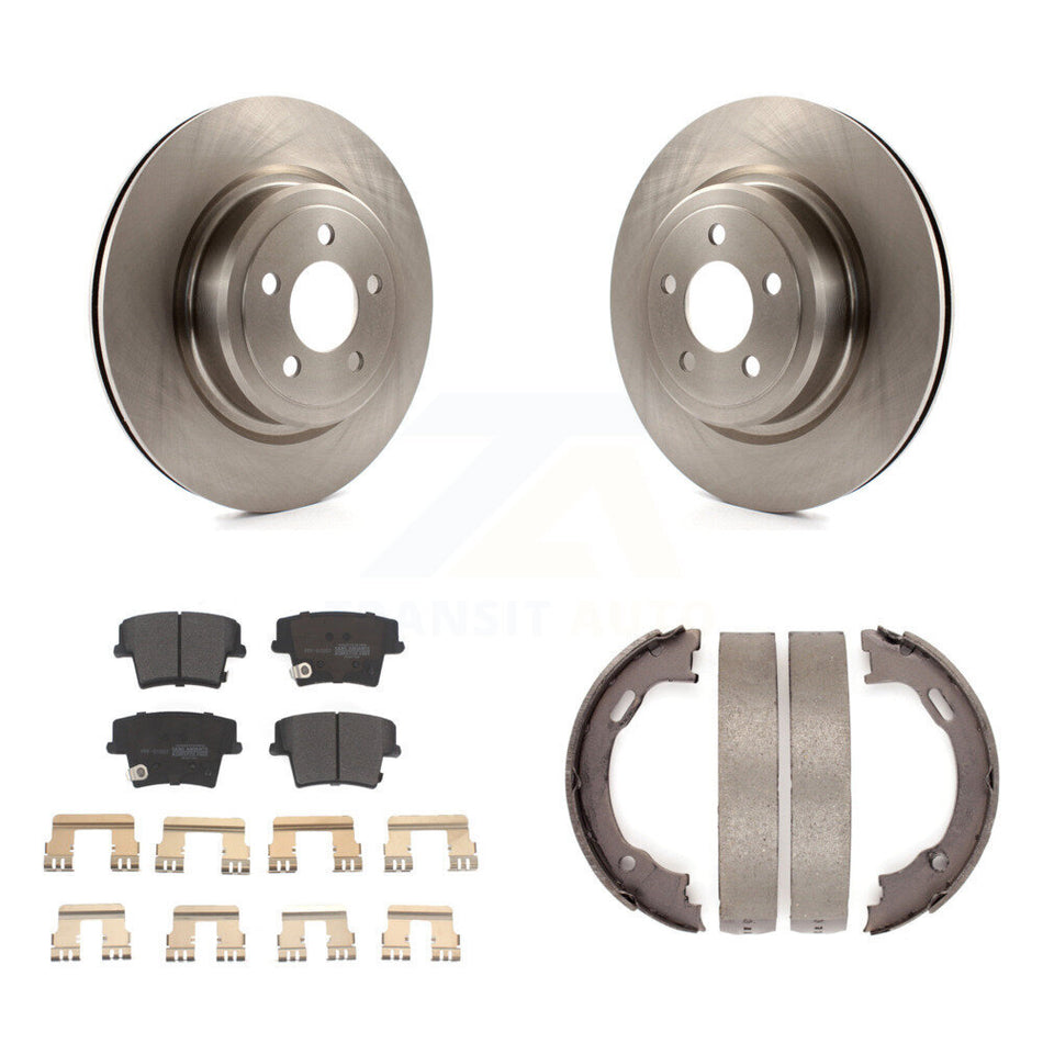 Rear Disc Rotors Semi-Metallic Pads And Parking Brake Shoes Kit For Dodge Charger Magnum K8F-104444