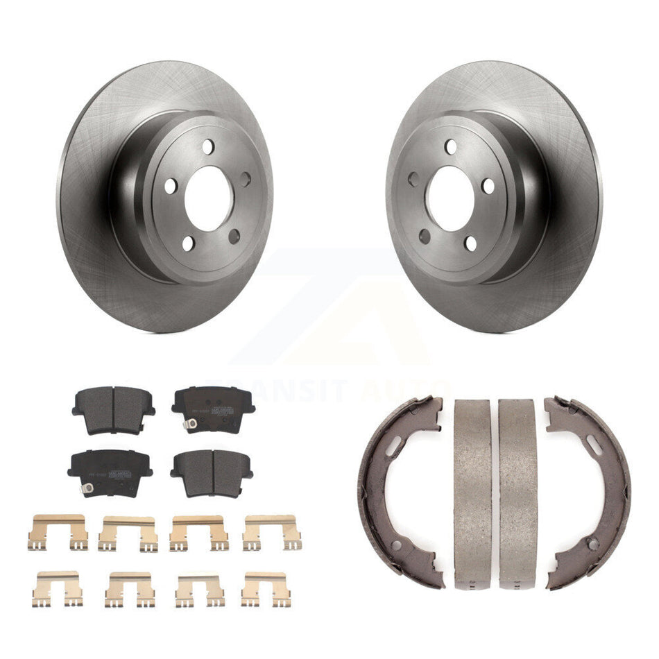 Rear Disc Rotors Semi-Metallic Pads And Parking Shoes Kit For Dodge Chrysler 300 Charger K8F-104445