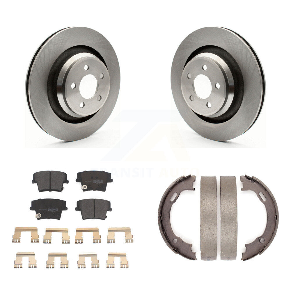 Rear Disc Rotors Semi-Metallic Pads And Parking Brake Shoes Kit For Dodge Charger K8F-104446