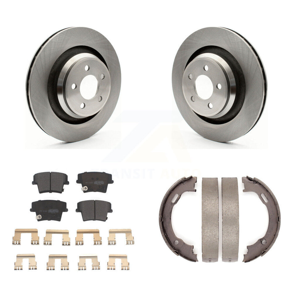 Rear Disc Rotors Semi-Metallic Pads And Parking Brake Shoes Kit For Dodge Charger K8F-104446