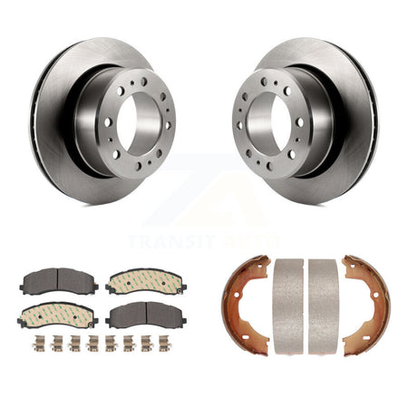 Rear Disc Rotors Semi-Metallic Pads And Parking Brake Shoes Kit For Ram 3500 K8F-104451