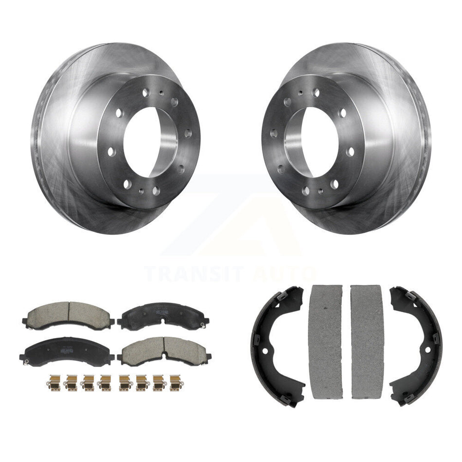 Rear Disc Rotors Semi-Metallic Pads & Parking Shoes Kit For GMC Chevrolet Sierra 2500 HD K8F-104453